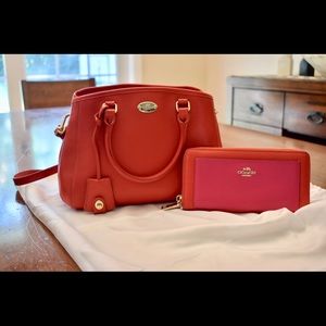 Authentic coach purse red with matching wallet